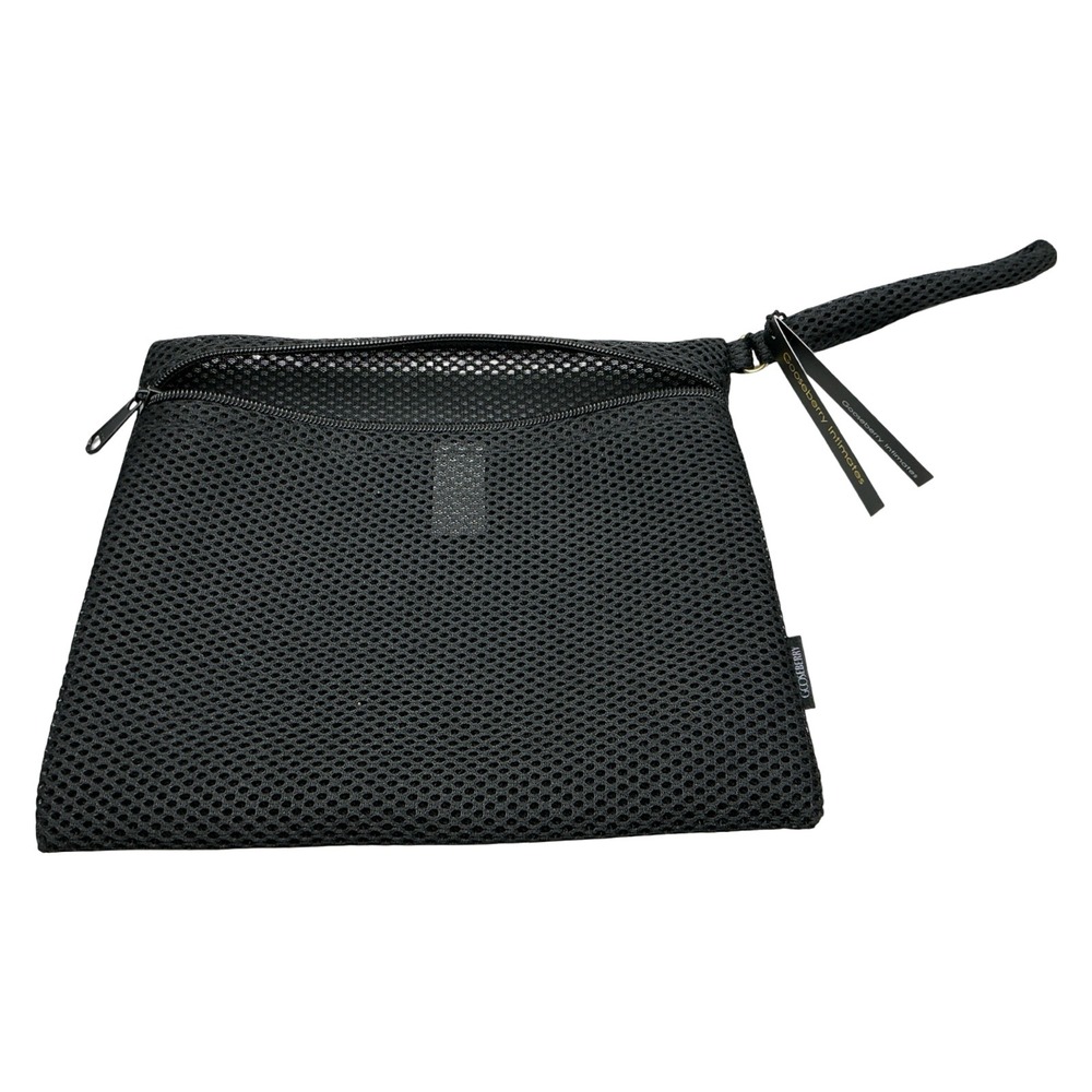 Gooseberry Intimates Black Mesh Pouch Bag Wristlet Zippered Travel Case New